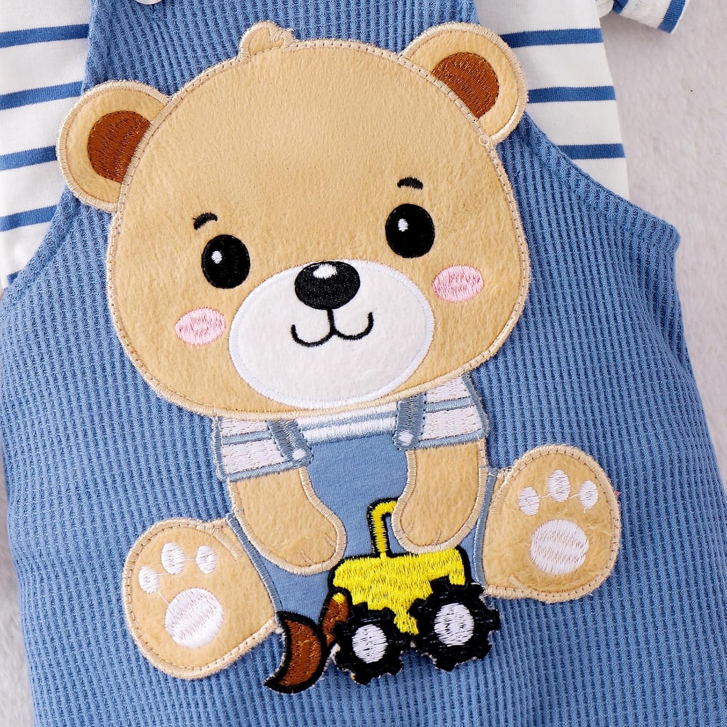 Sturdy Soft Nap Time romper shorts and hat set for babies