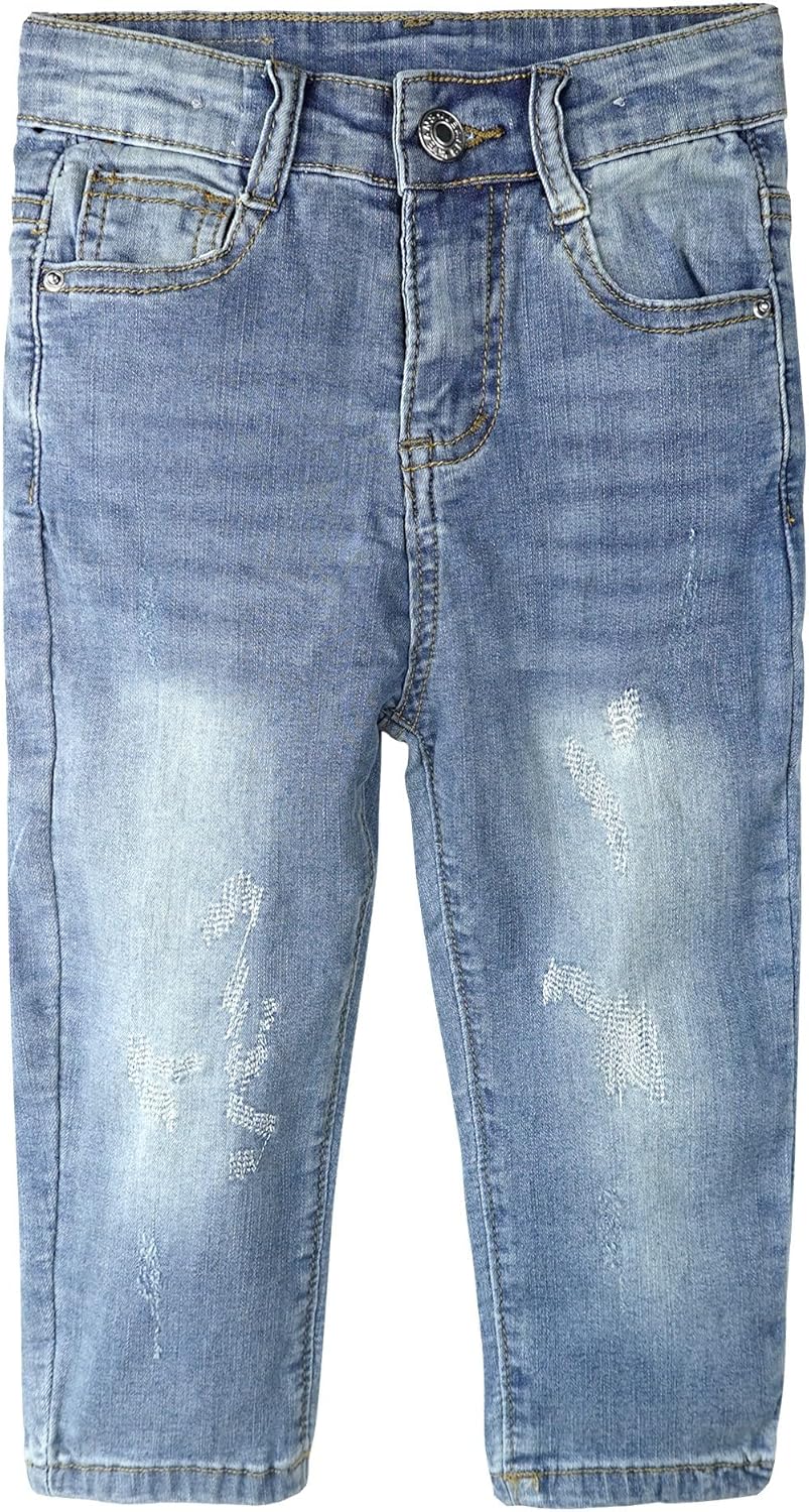Little Kids Casual Elastic Jeans Ripped Denim for Boys