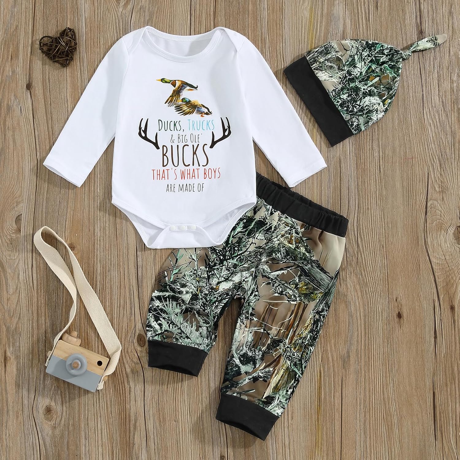 Chloefairy Newborn Baby Boy Hunting Camo Set