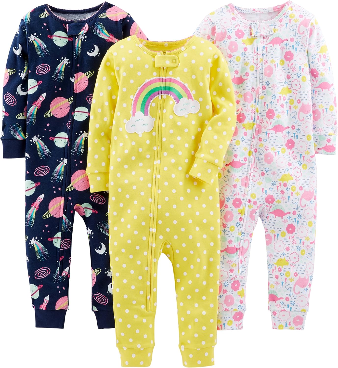 Simple Joys by Carters - 3-Pack Footless Cotton Pajamas for Girls