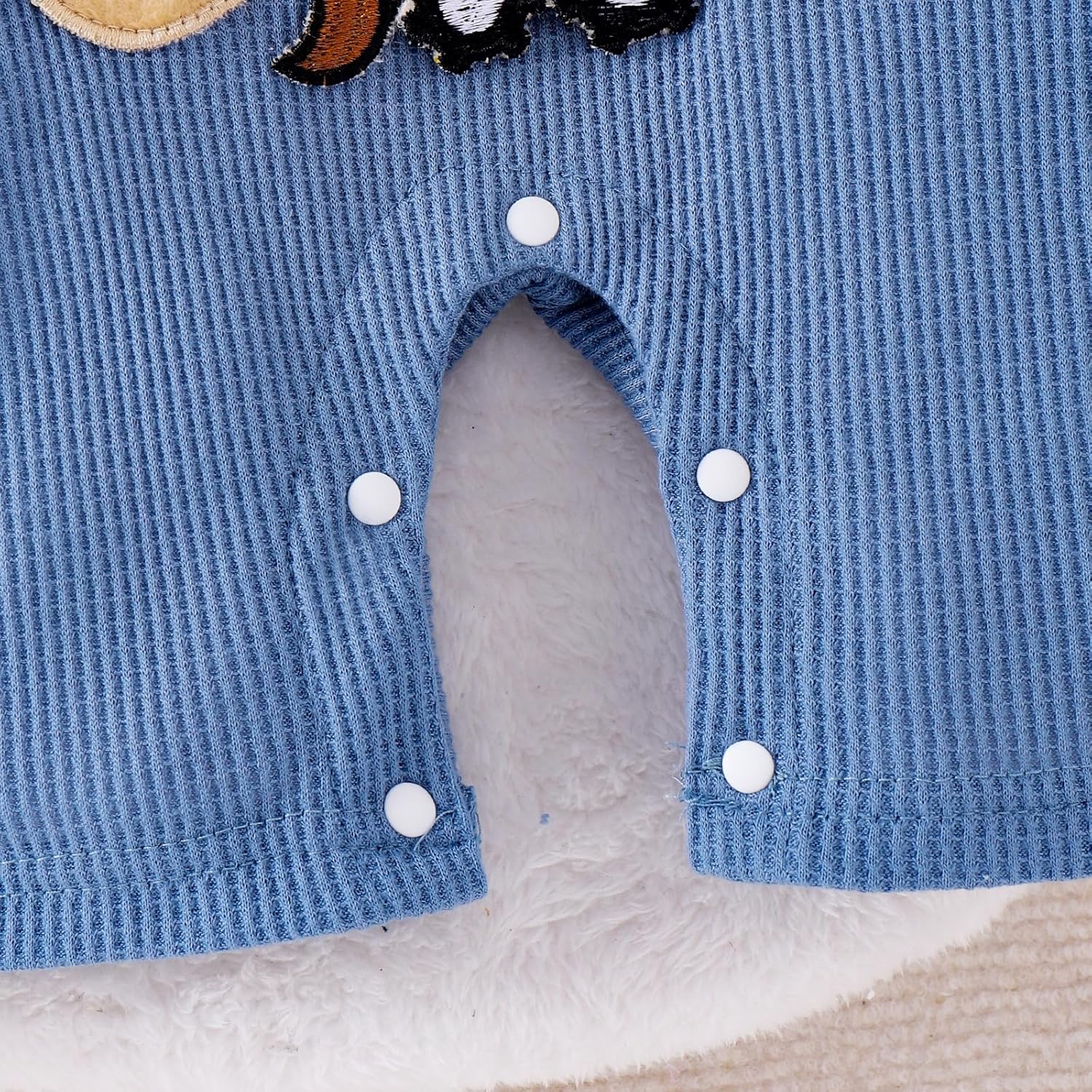 Sturdy Soft Nap Time romper shorts and hat set for babies
